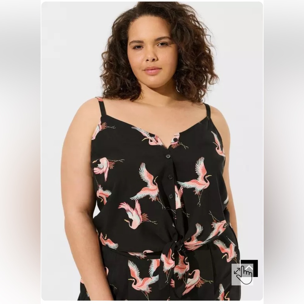 Torrid Challis button-down tie-front crop camisole